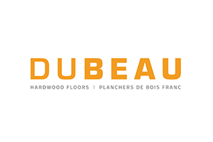 A logo of dubeau hardwood floors